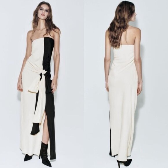 ZARA KNOTTED STRAPLESS DRESS LIMITED EDITION - Picture 6 of 7